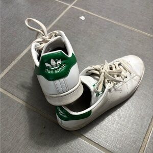 Adidas White and Green Stan Smith Sneakers